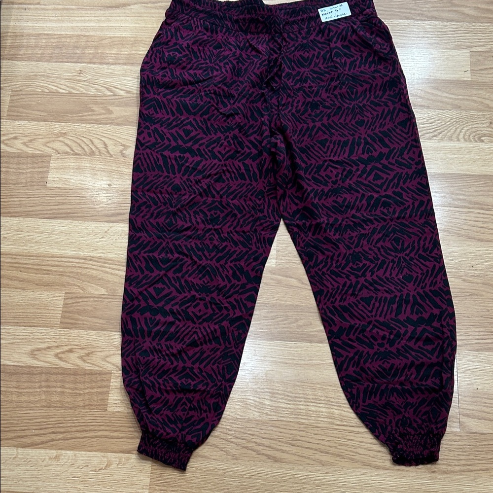 Garage Burgundy and Black Abstract Print Joggers